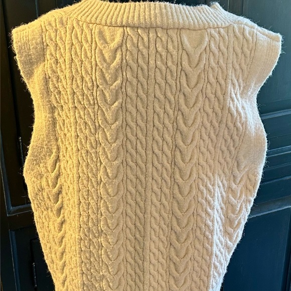 Anthropologie Cream Button-Up Knit Vest - Picture 6 of 8